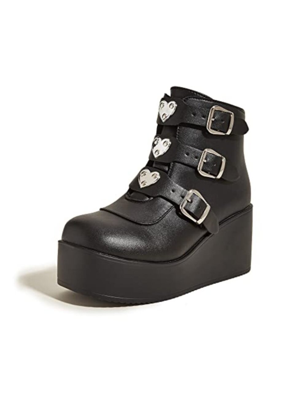 Platform Chunky Ankle Boots Round Toe Zipper Wedge Heel Gothic Booties
